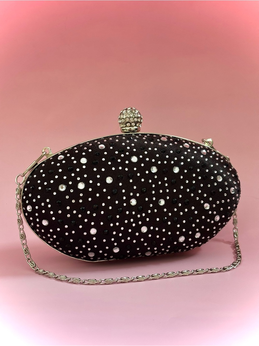 Black rhinestones Crystal-Studded Evening Clutch